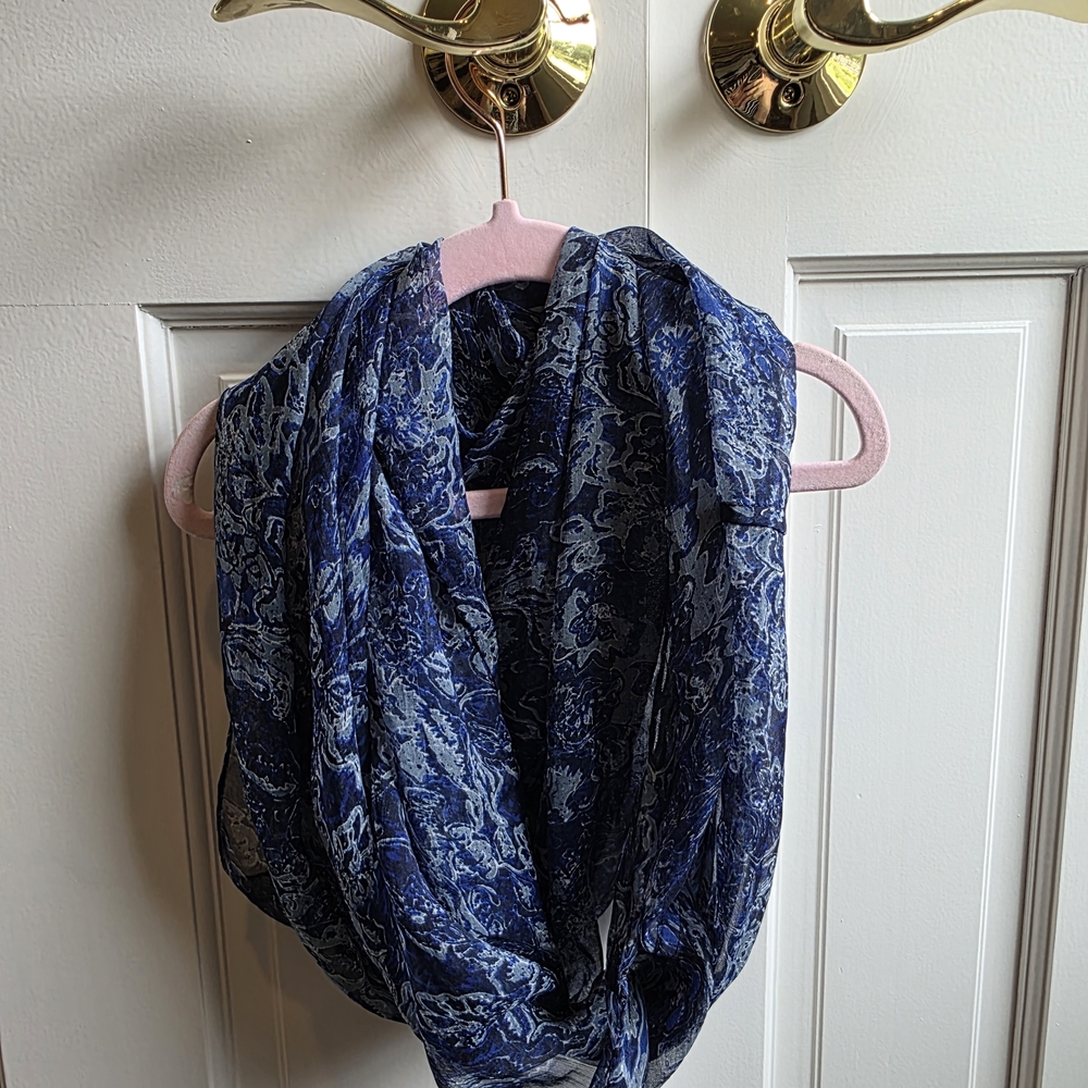 Charming Charlie Blue Floral Infinity Scarf